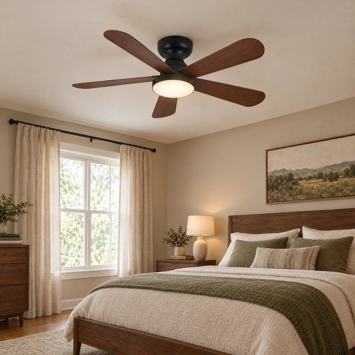 Ceiling Fans with Lights, 5 Blades, Remote, 28 in to 41.3 in - 33Walnut