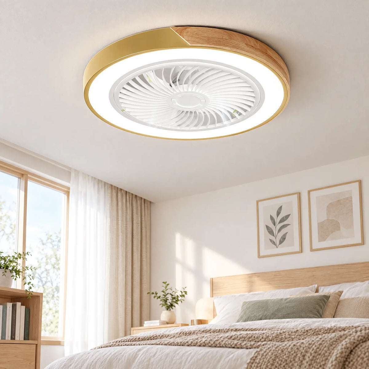Ceiling Fans with Lights, 18.1 in & 19.7 in, 6 Speeds, 3-Color Dimming - Gold