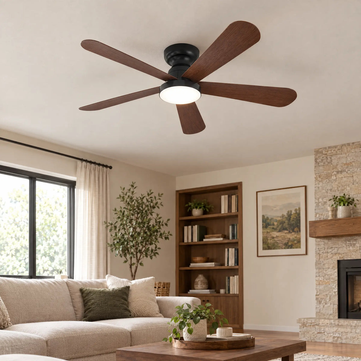 Ceiling Fans with Lights, 5 Blades, Remote, 28 in to 41.3 in - 41Walnut