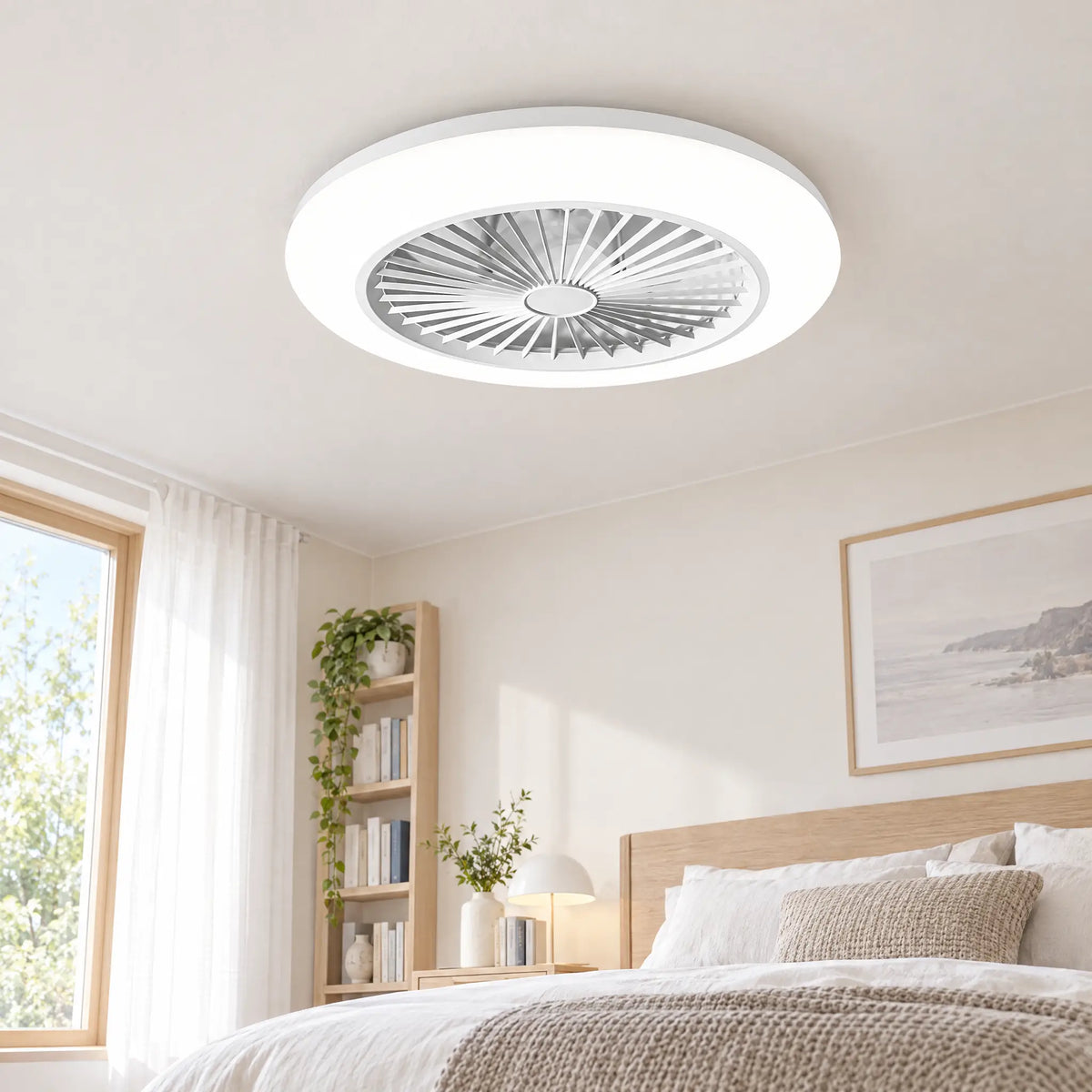 Ceiling Fans with Lights, 18.1 in & 19.7 in, 6 Speeds, 3-Color Dimming - White18.1