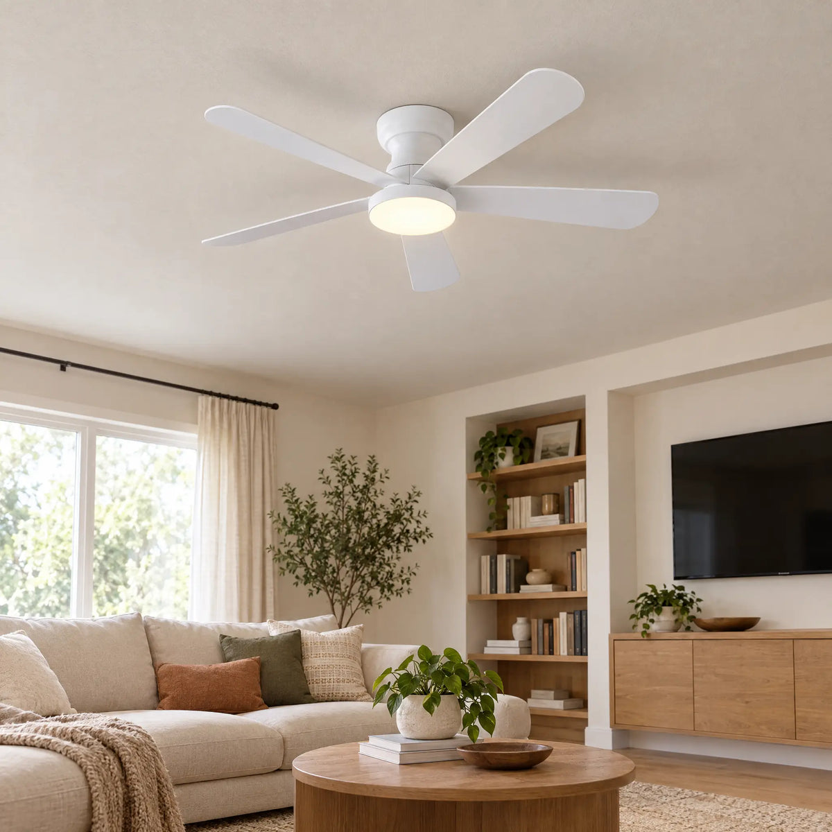 Ceiling Fans with Lights, 5 Blades, Remote, 28 in to 41.3 in - 41White