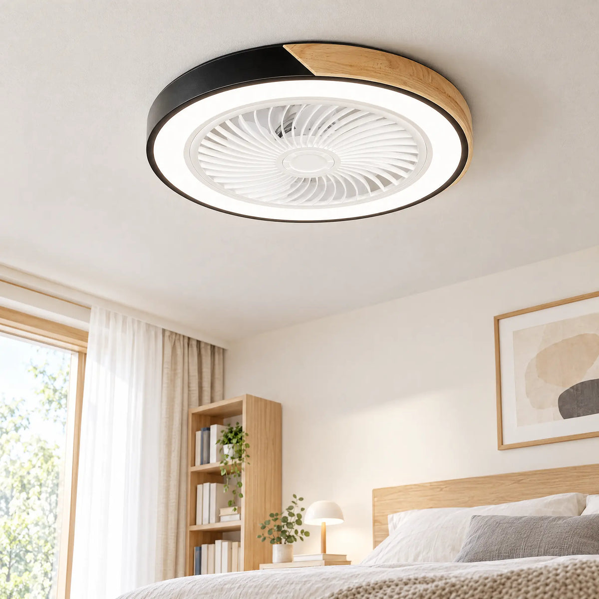 Ceiling Fans with Lights, 18.1 in & 19.7 in, 6 Speeds, 3-Color Dimming - Black