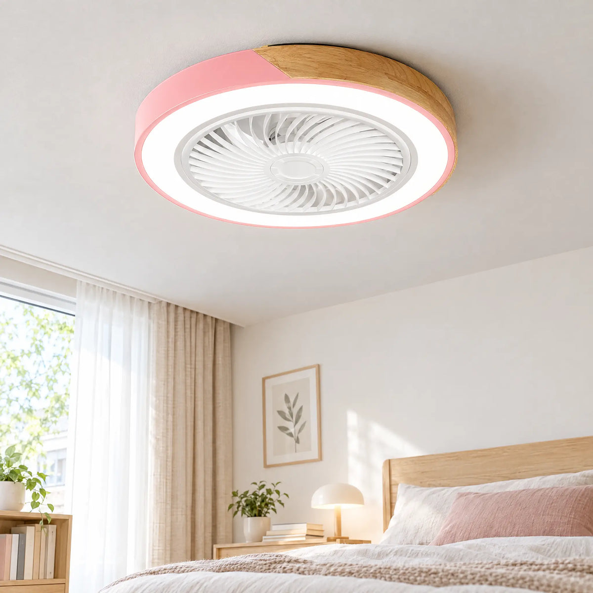 Ceiling Fans with Lights, 18.1 in & 19.7 in, 6 Speeds, 3-Color Dimming - Pink