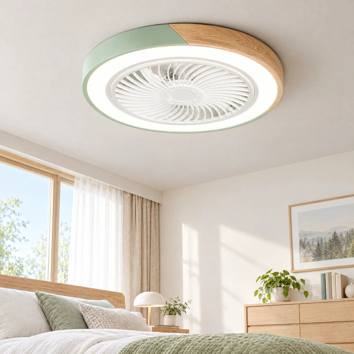 Ceiling Fans with Lights, 18.1 in & 19.7 in, 6 Speeds, 3-Color Dimming - Green
