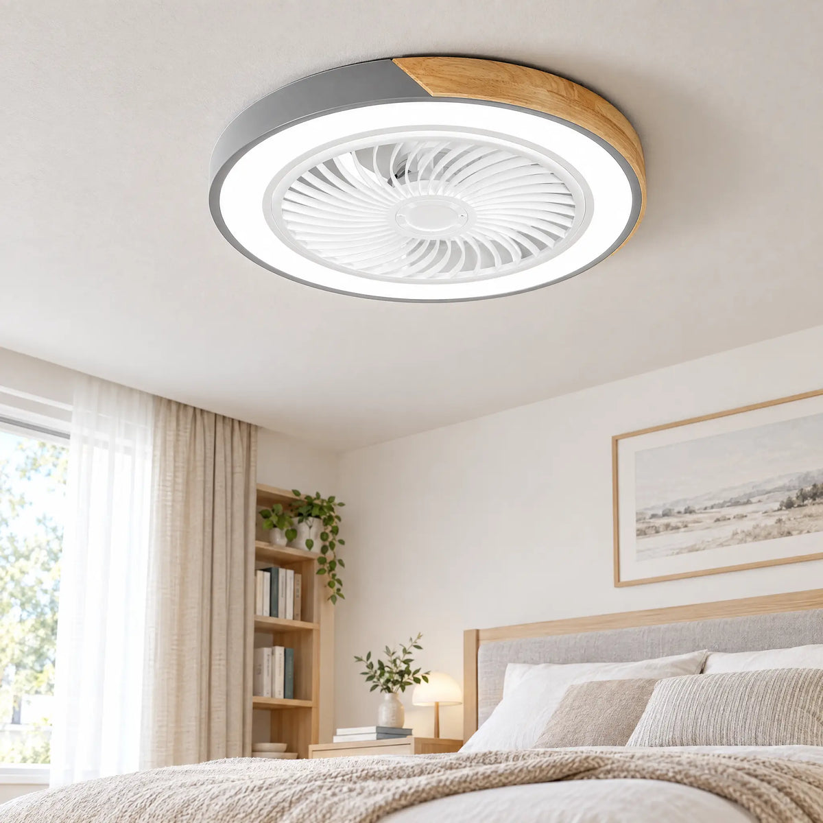 Ceiling Fans with Lights, 18.1 in & 19.7 in, 6 Speeds, 3-Color Dimming - Gray