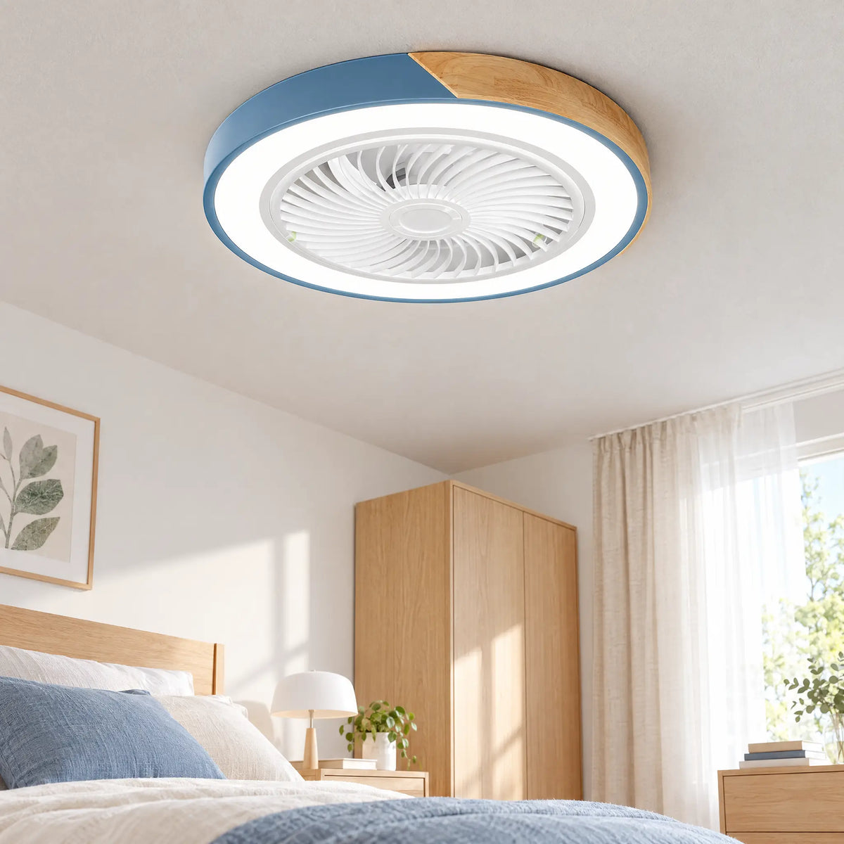 Ceiling Fans with Lights, 18.1 in & 19.7 in, 6 Speeds, 3-Color Dimming - Blue