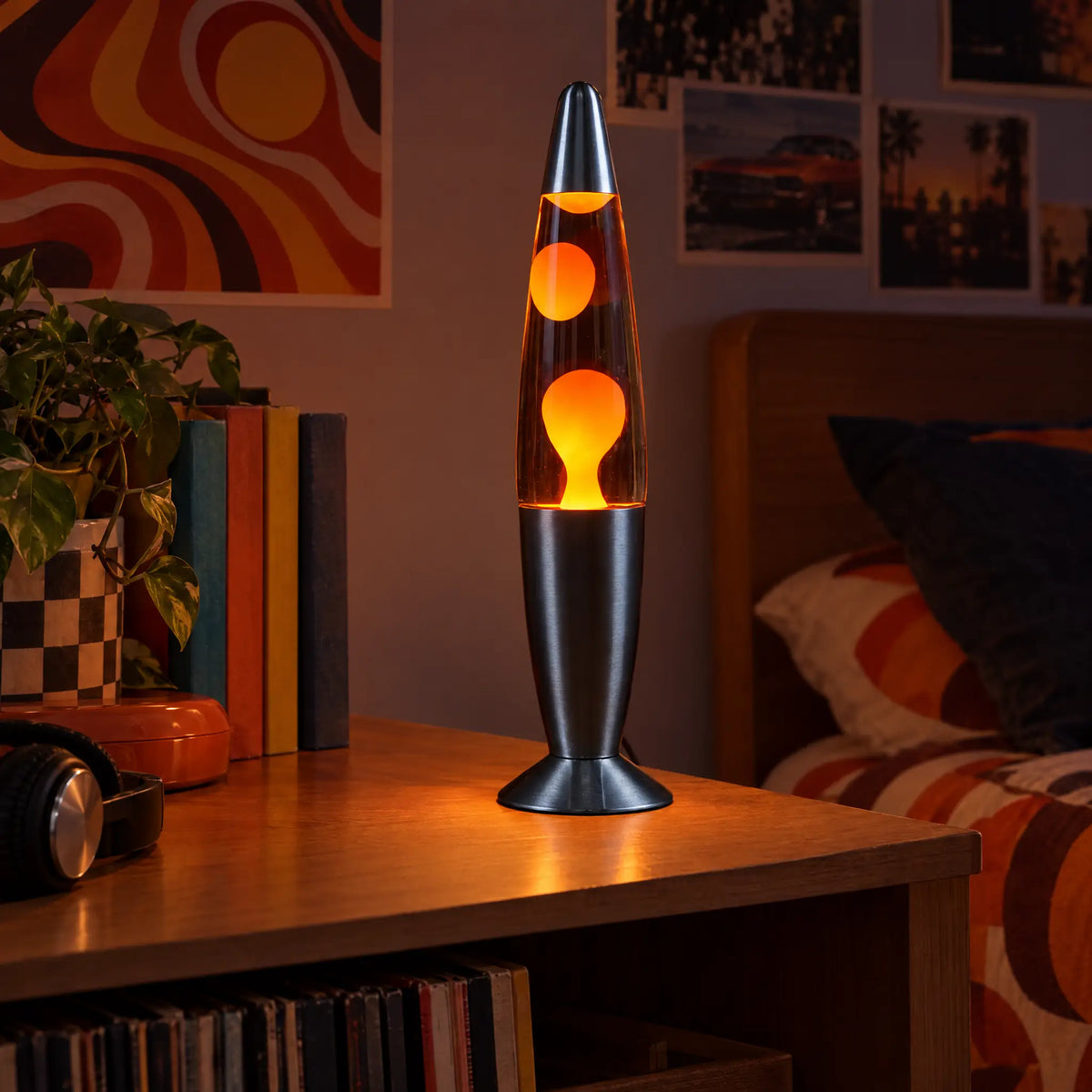13 in Lava Motion Table Lamp with Aluminum Base and 9 Wax Colors