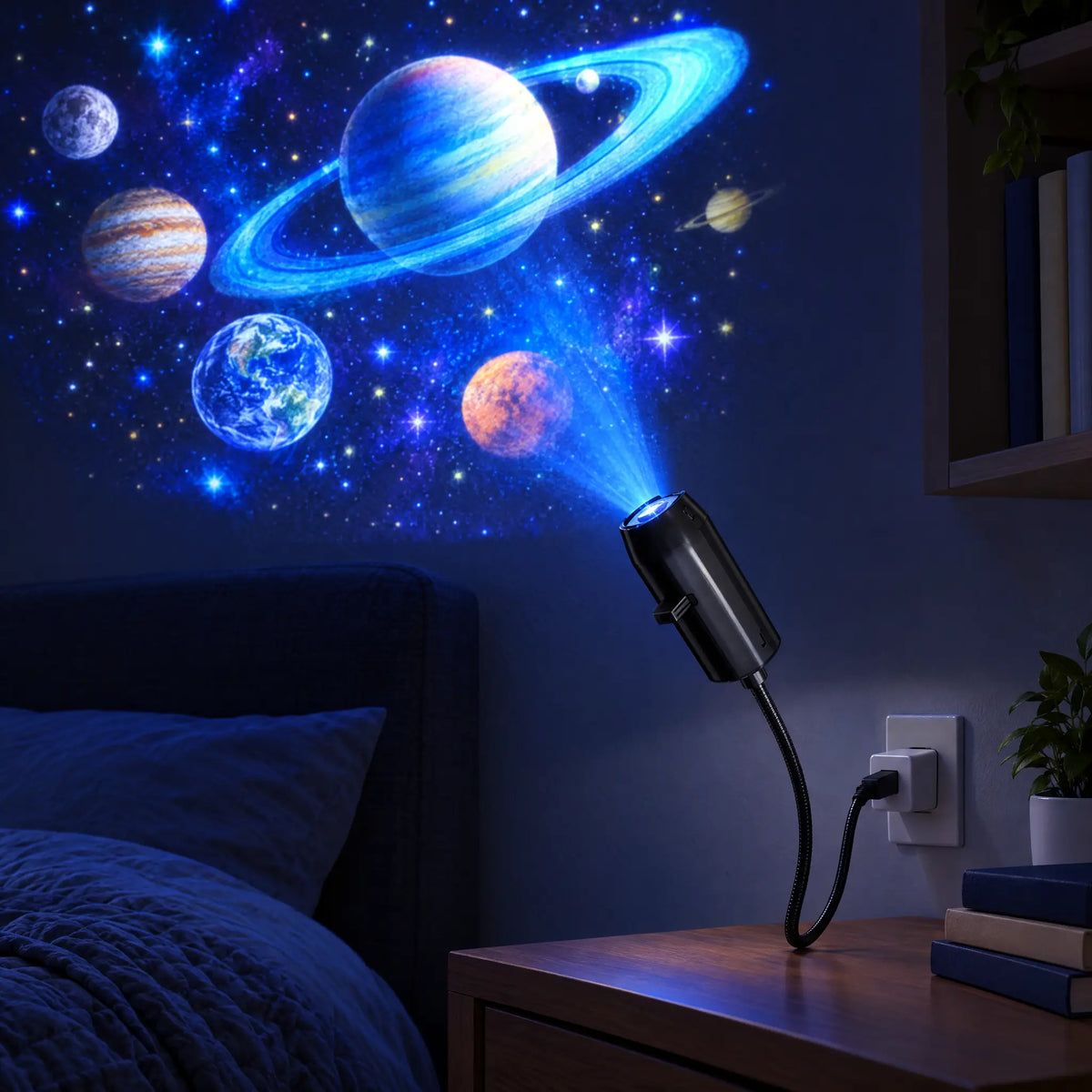 USB Projection Night Light with Interchangeable Pattern Slides