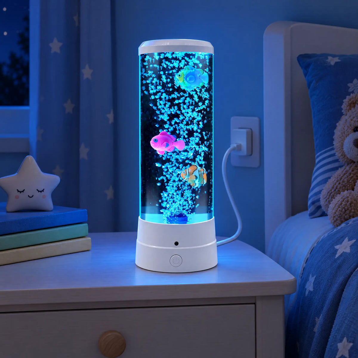 Bubble Fish Night Light with Color-Changing LED, USB Powered - standard white