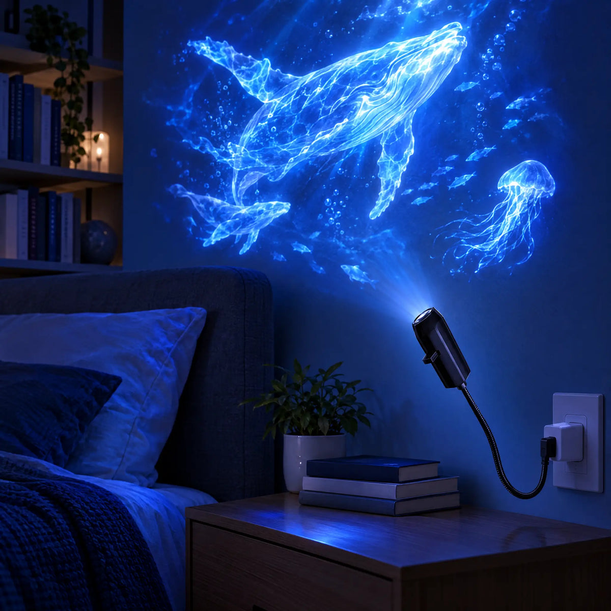 USB Projection Night Light with Interchangeable Pattern Slides - ocean slide set