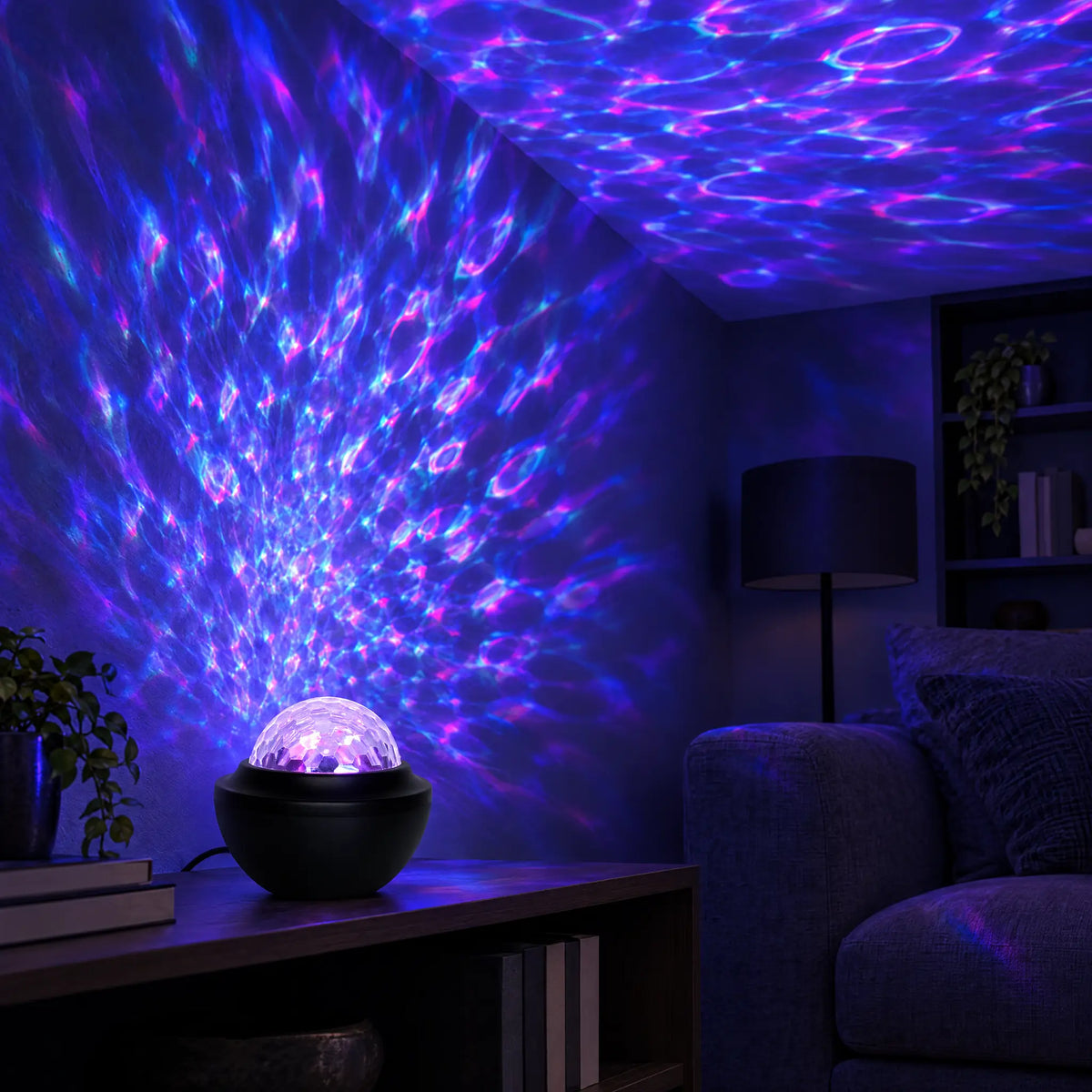 Water Ripple Projector Night Light with Bluetooth Speaker and Remote
