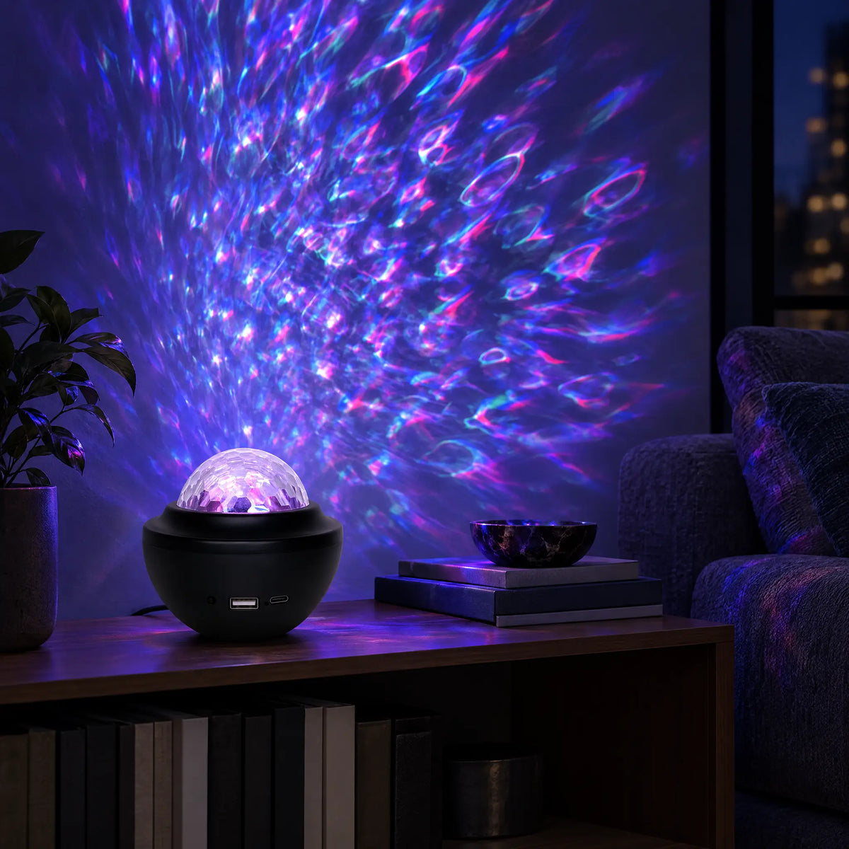 Water Ripple Projector Night Light with Bluetooth Speaker and Remote - Water ripple projection