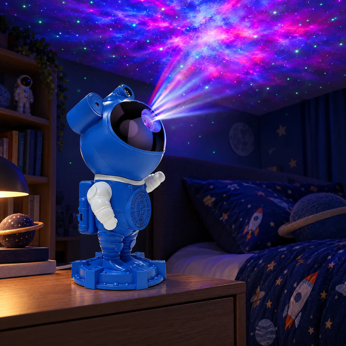 Astronaut Star Projector Night Light with Bluetooth Speaker and Remote - Blue
