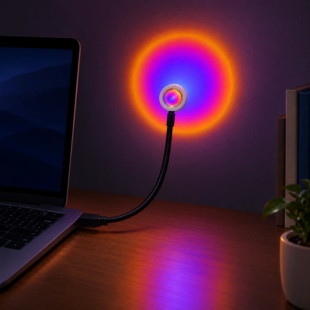 USB Gooseneck LED Lamp in Sunset, Rainbow, Sunrise, White or Warm White - Rainbow, 180 mm hose