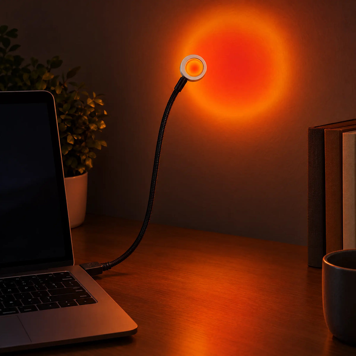 USB Gooseneck LED Lamp in Sunset, Rainbow, Sunrise, White or Warm White - Sunset red, 280 mm hose