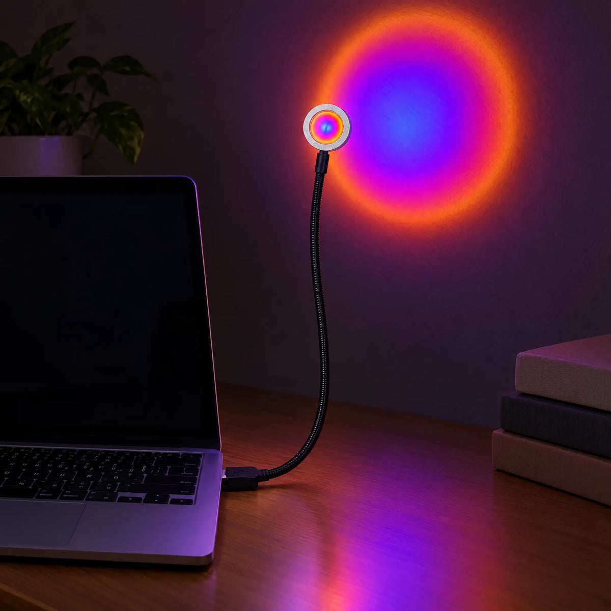 USB Gooseneck LED Lamp in Sunset, Rainbow, Sunrise, White or Warm White - Rainbow, 280 mm hose