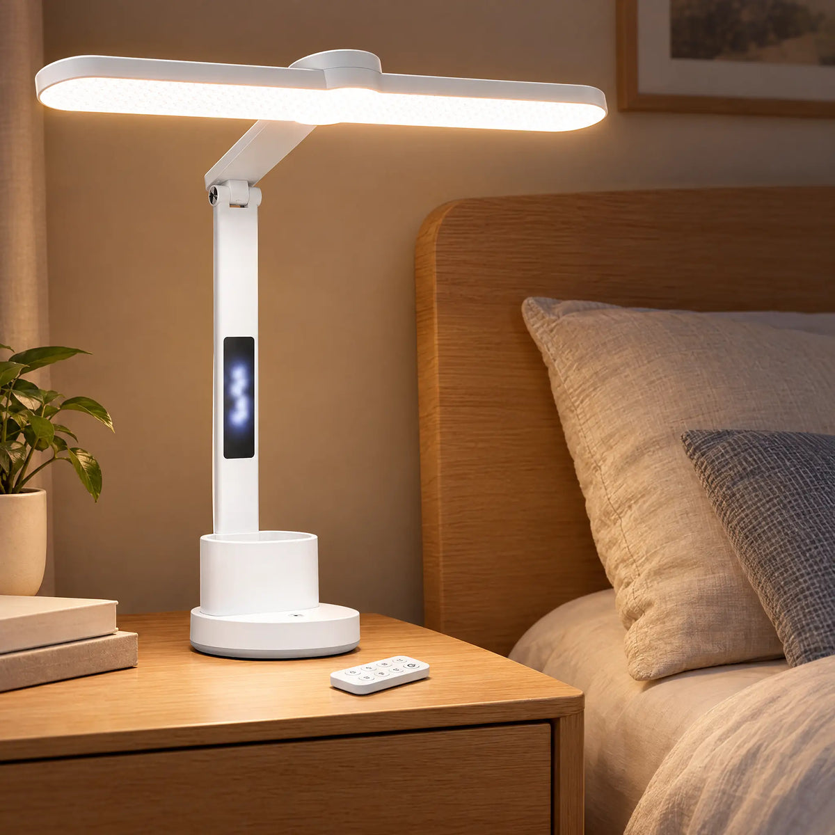 LED Desk Lamp with Digital Clock - Clock + Remote