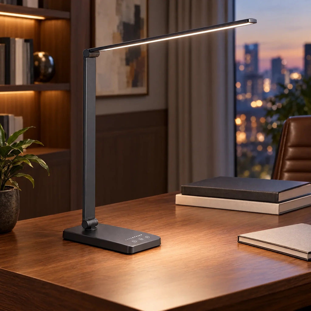 Foldable LED Desk Lamp, 5 Color Temperatures, Timer, USB Output Velumoza