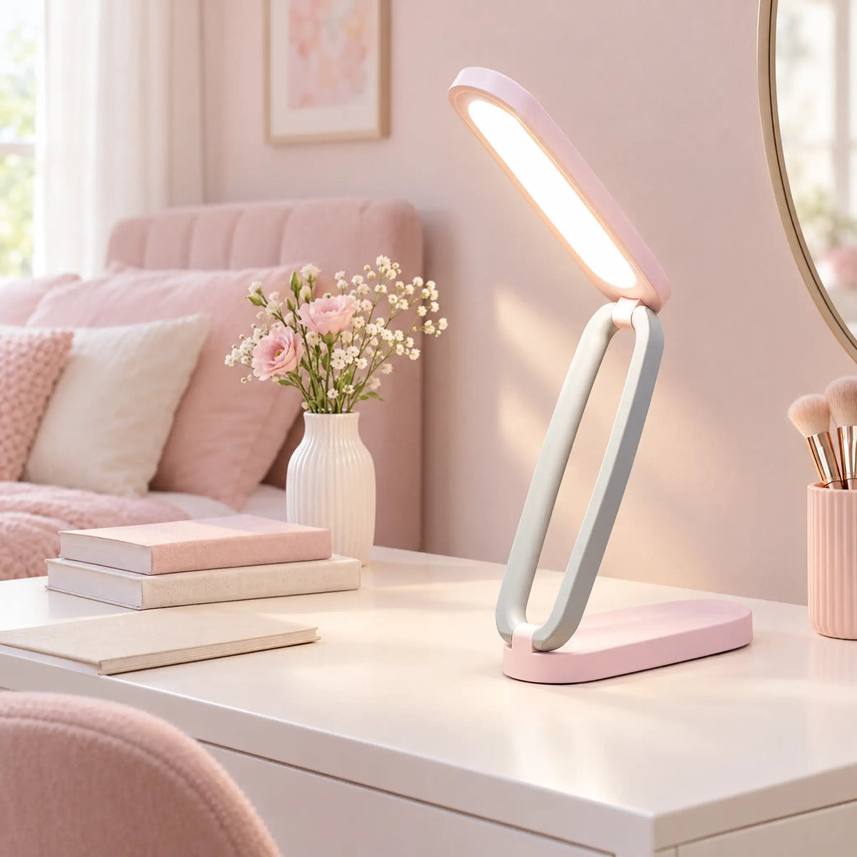 Rechargeable Foldable LED Desk Lamp - Pink