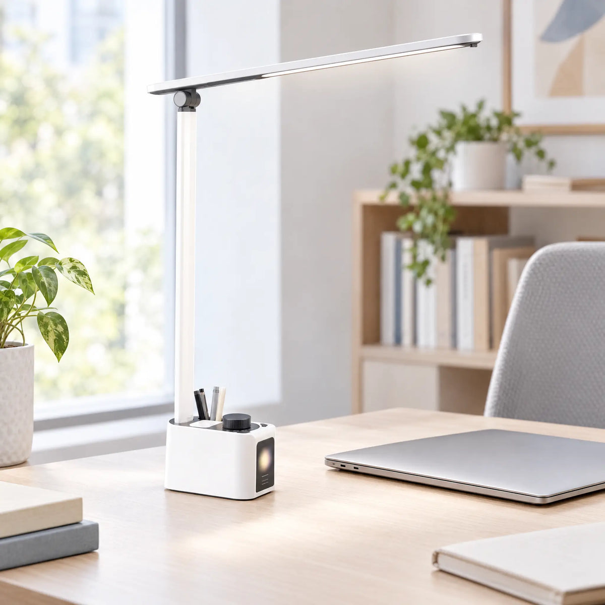 Foldable LED Desk Lamp with Digital Clock