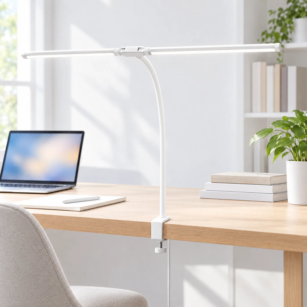 Double-Head Clip LED Desk Lamp - White