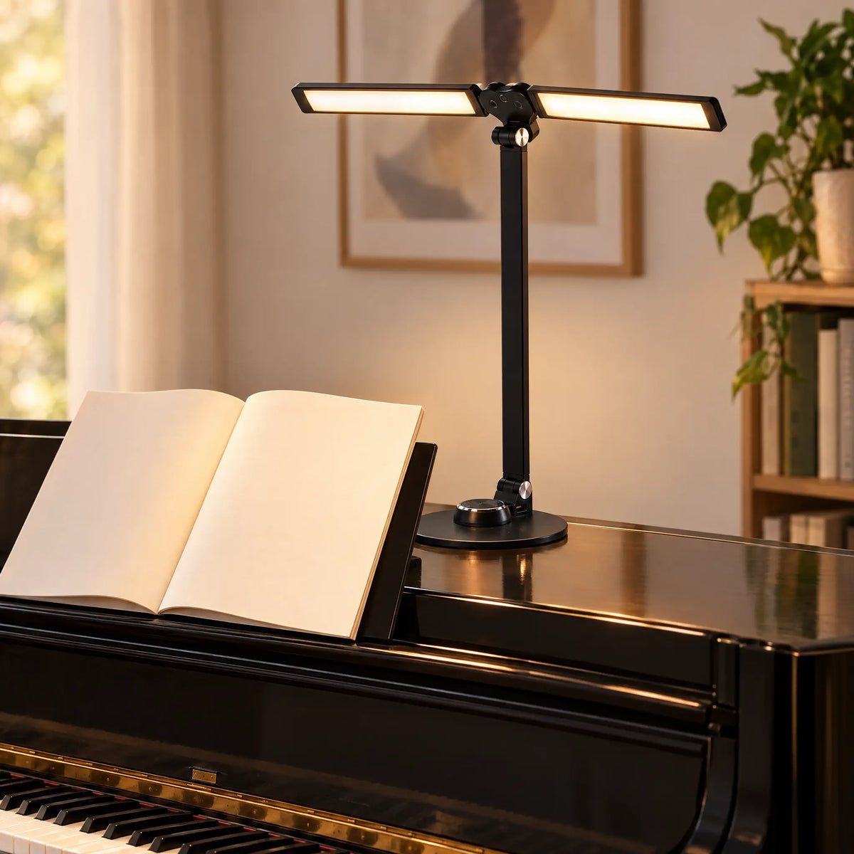 Foldable Double-Head Desk Lamp - Black