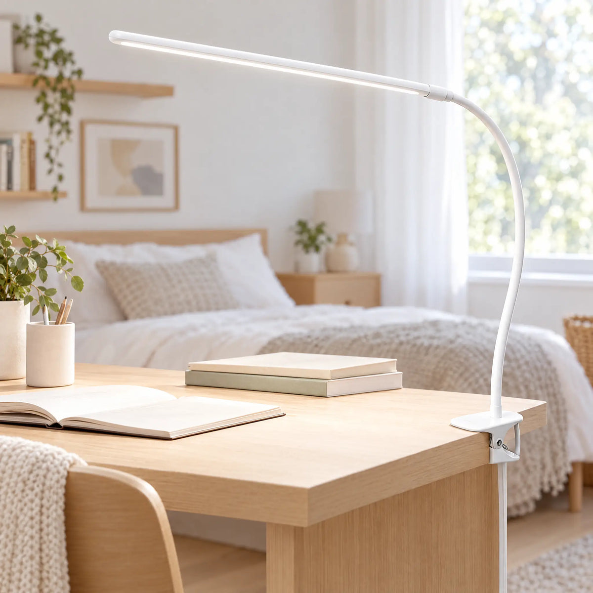Single-Head Clip LED Desk Lamp - White