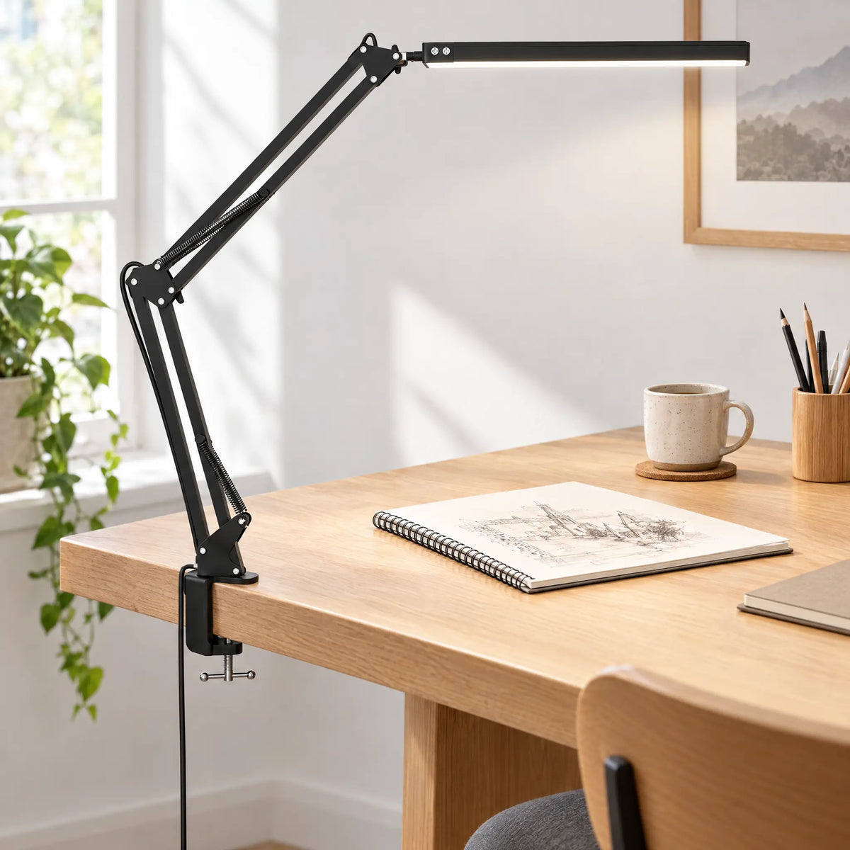 Swing Arm Clip-On Desk Lamp