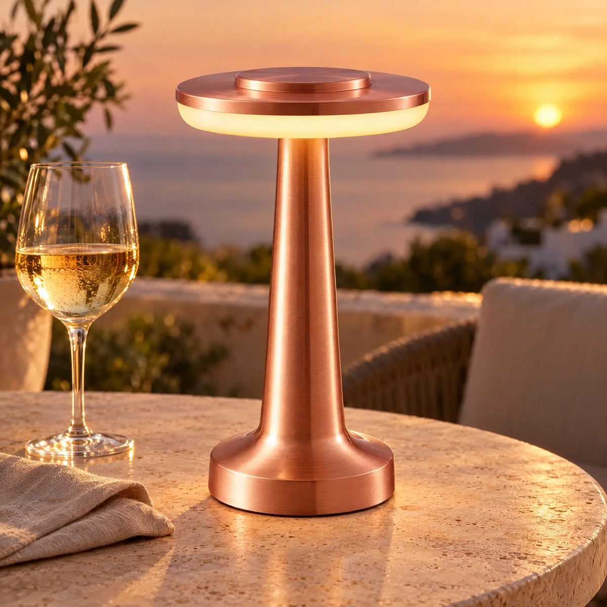 Rechargeable Metal Table Lamp - Red Bronze