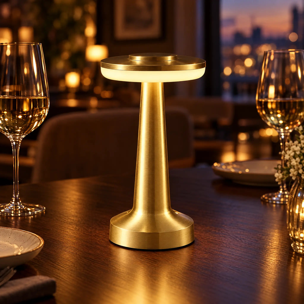 Rechargeable Metal Table Lamp - Gold