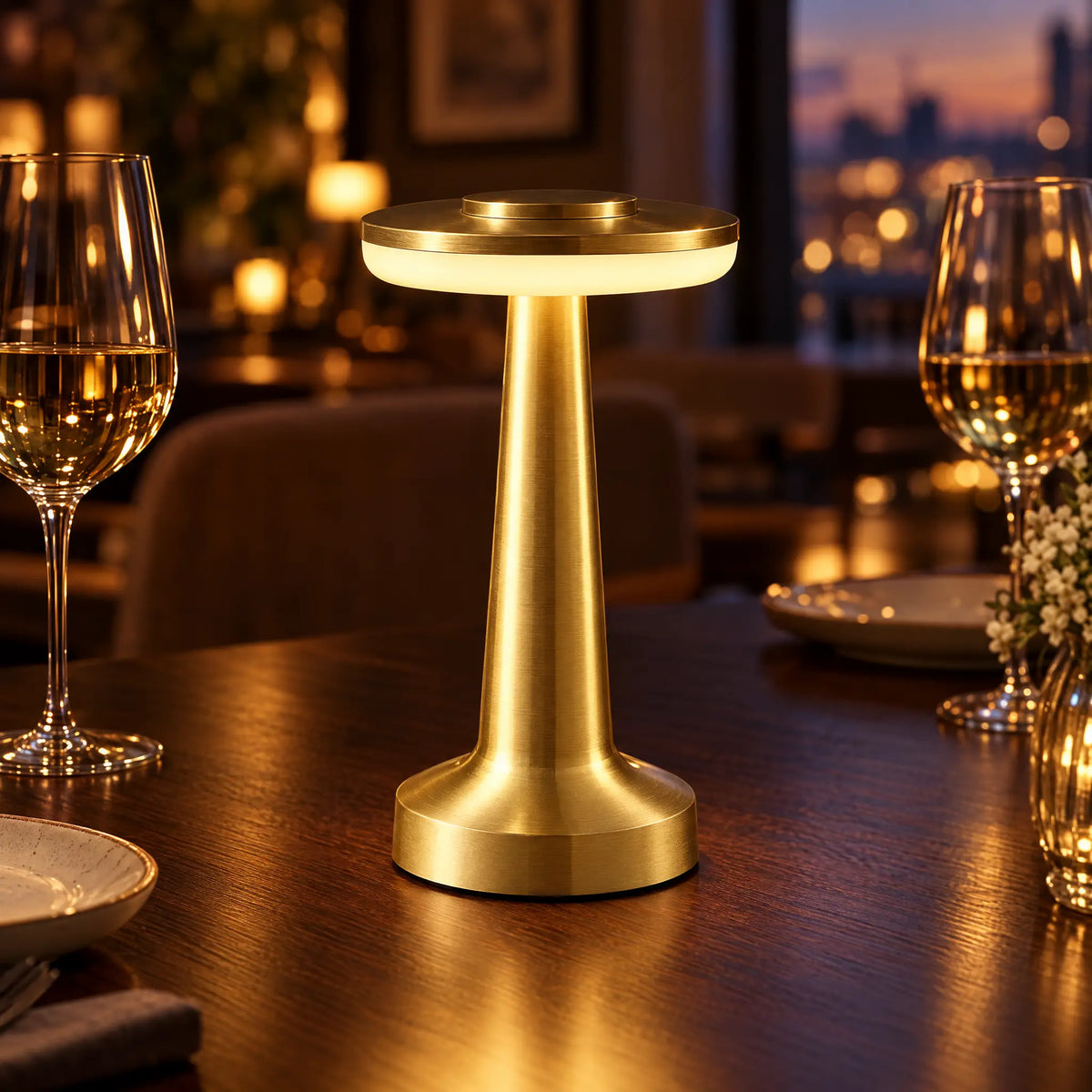 Rechargeable Metal Table Lamp - Gold