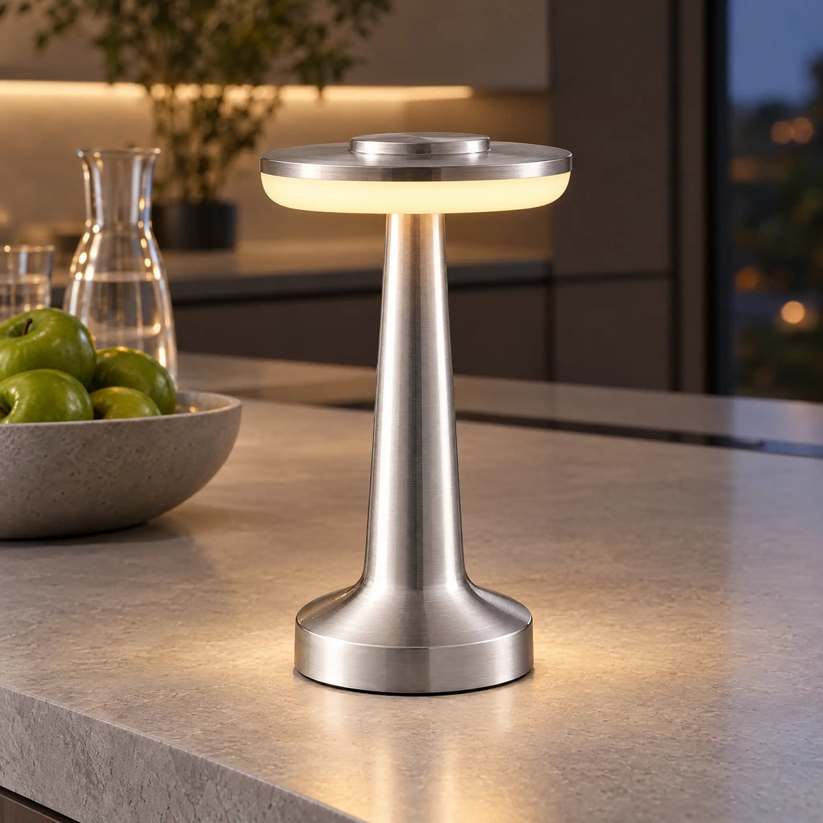 Rechargeable Metal Table Lamp - Silver