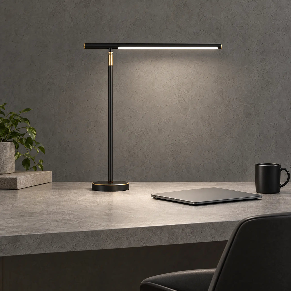 Modern Linear LED Desk Lamp - Black