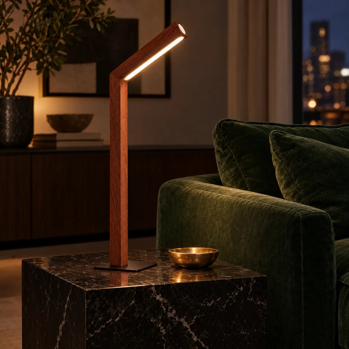 Rechargeable Wooden Table Lamp - Sapele Wood