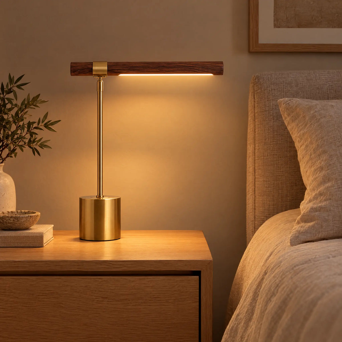 Wood-Grain Linear Table Lamp - Warm Light