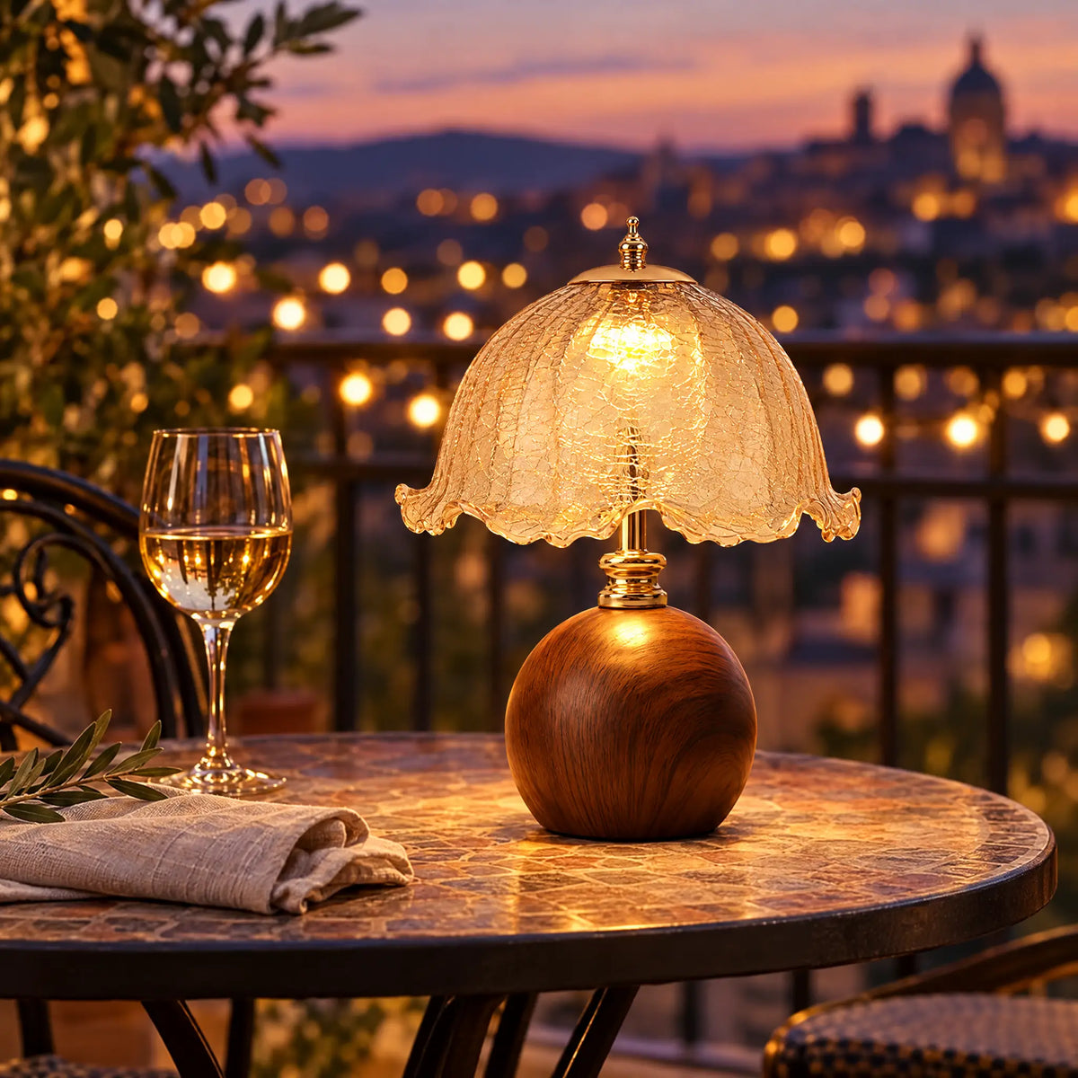 Crackle Glass Table Lamp - Touch Switch