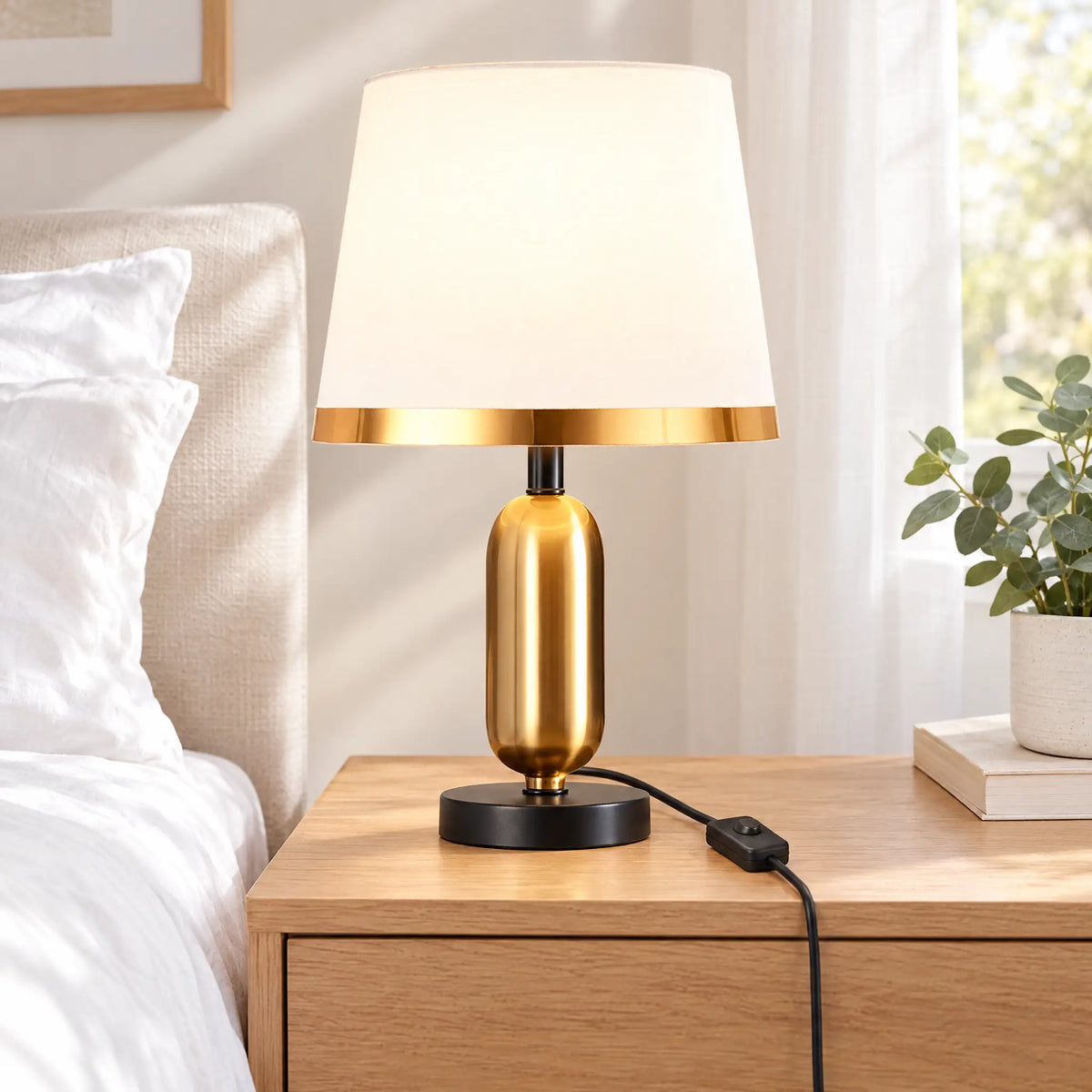 European Retro Desk Lamp - A White, Button Switch