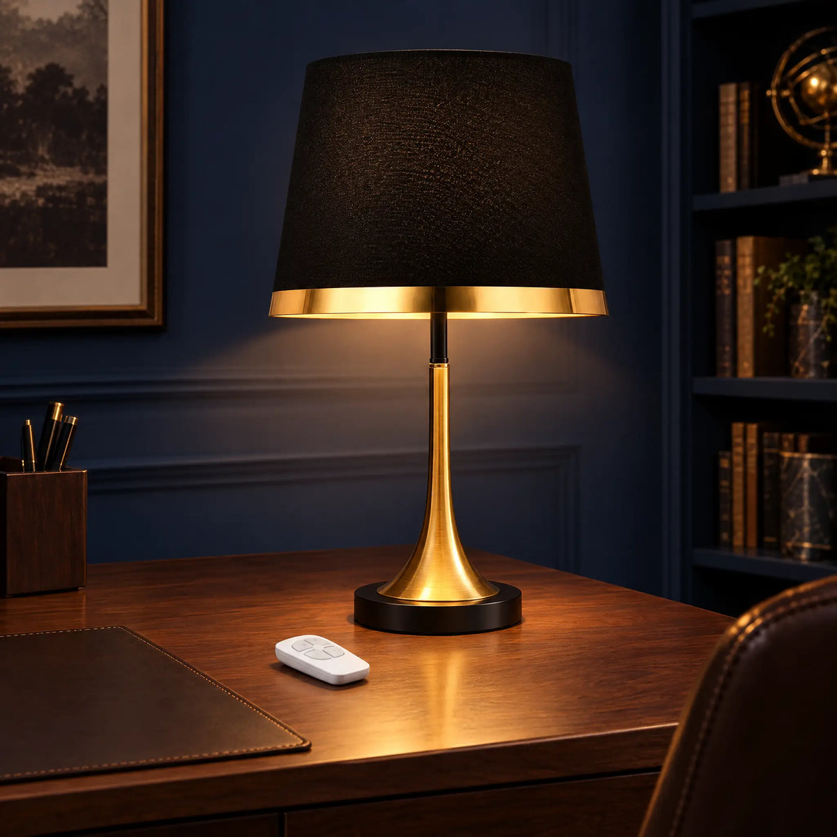 European Retro Desk Lamp - B Black, Remote Control