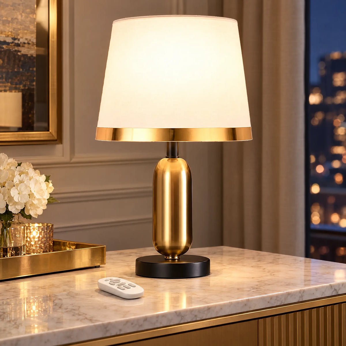 European Retro Desk Lamp - A White, Remote Control
