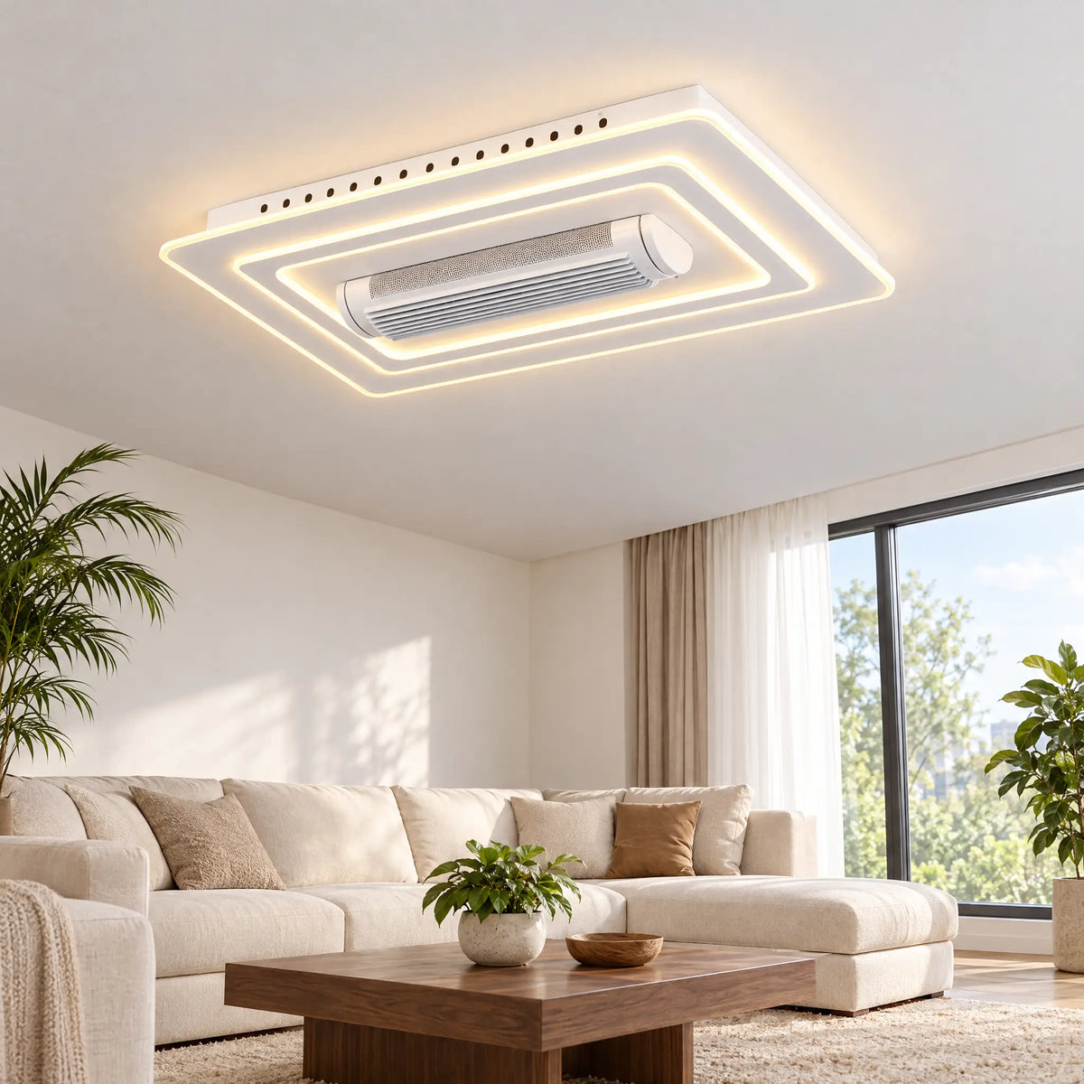 Bladeless Ceiling Fan with Light - Rectangle (Medium)