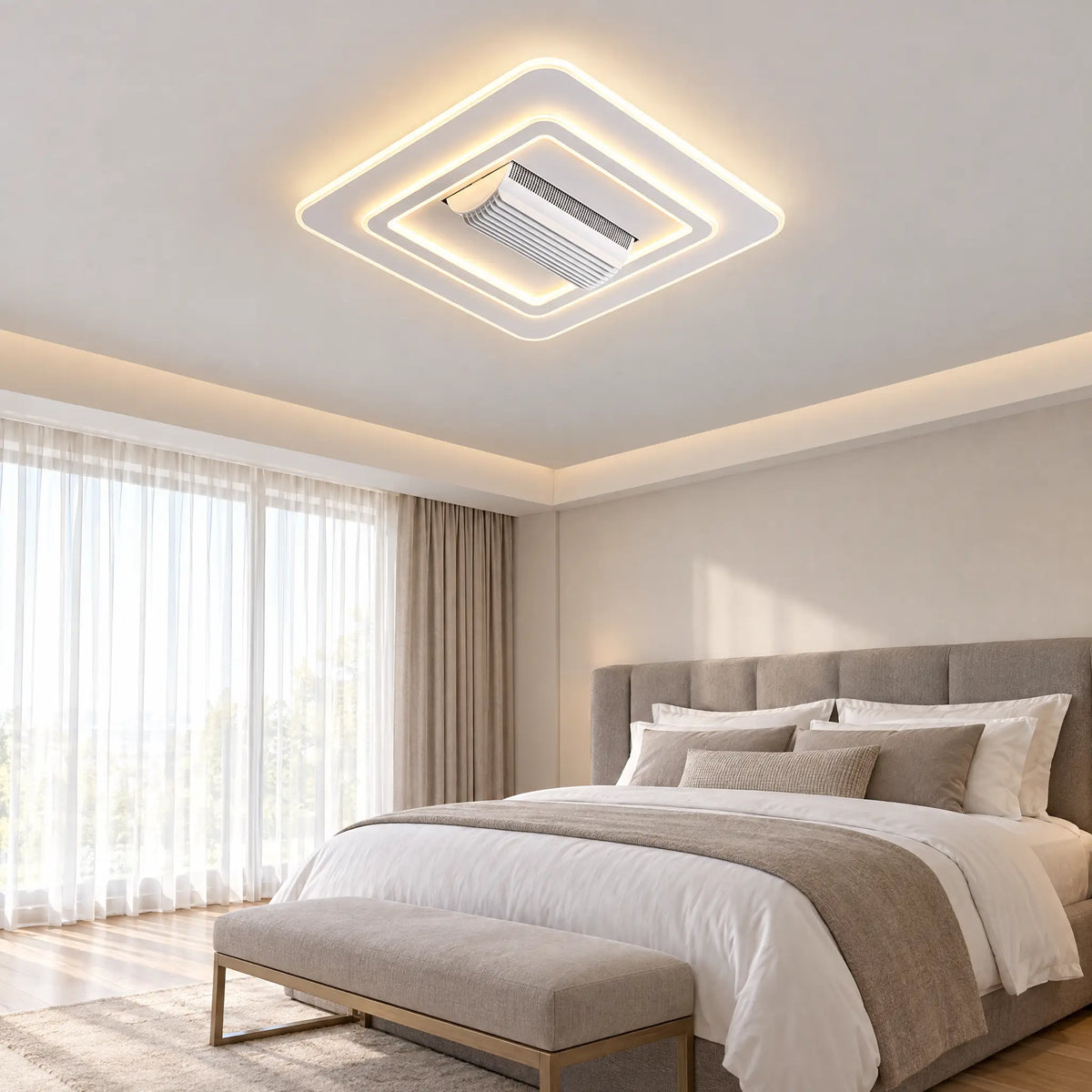 Bladeless Ceiling Fan with Light - 21.7" Square