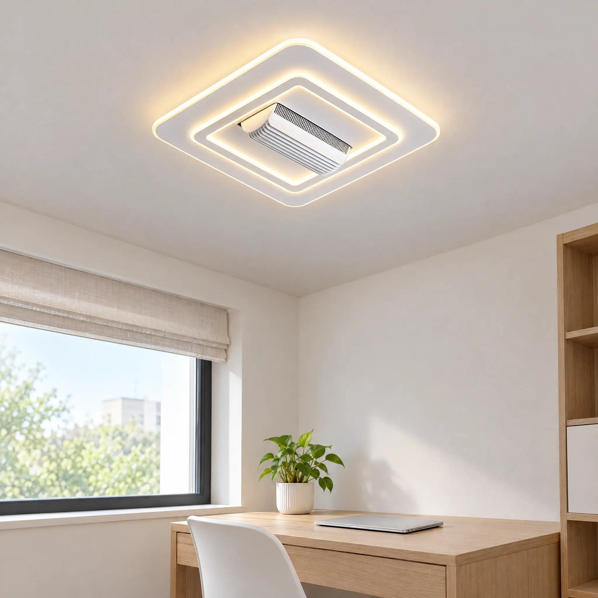 Bladeless Ceiling Fan with Light - 18.9" Square (Small)