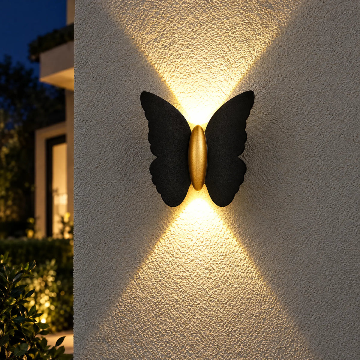 Butterfly Outdoor Wall Sconce - Black gold