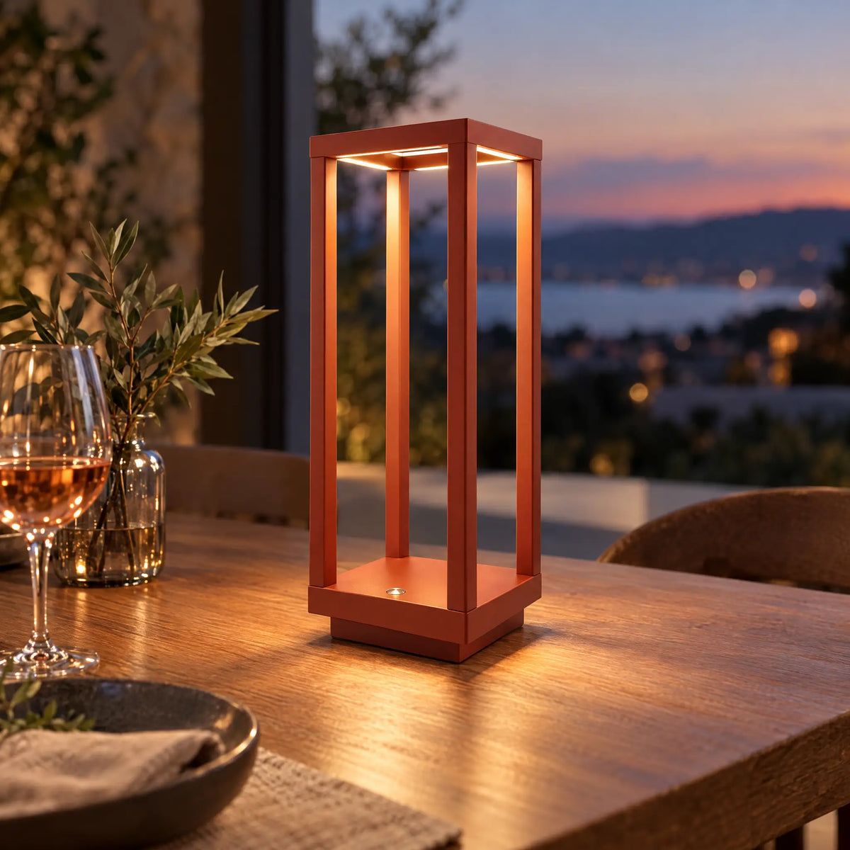 Cordless Table Lamp - Maroon red
