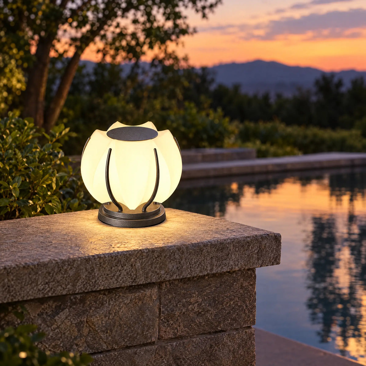 Lotus Outdoor Post Lights - 20 cm
