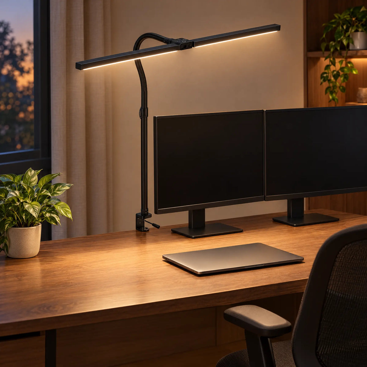 Dual-Head LED Desk Lamp with Remote