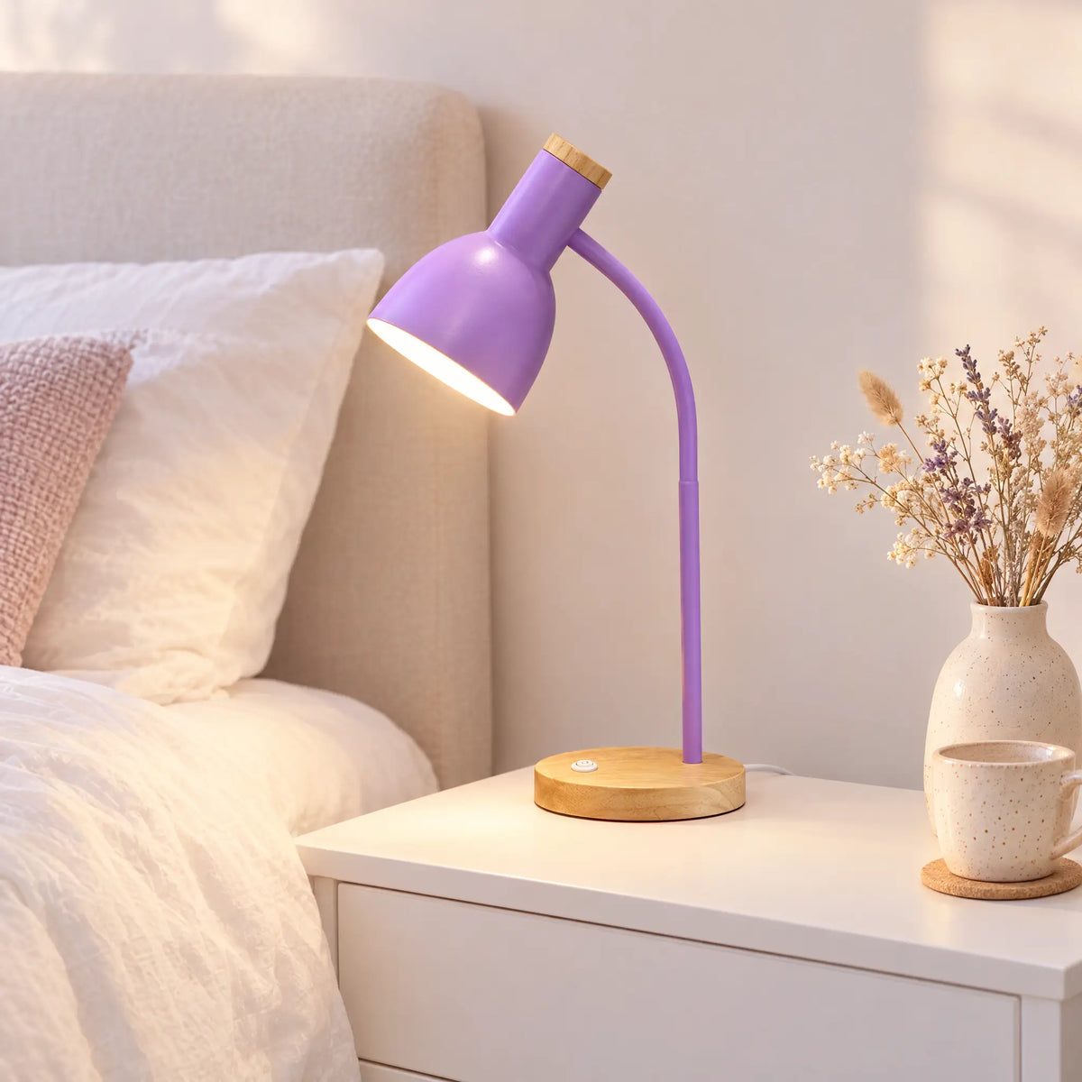 Gooseneck Desk Lamp Wood Base - Purple