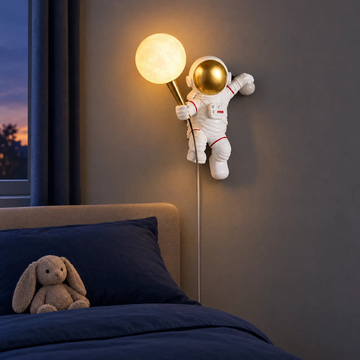 Astronaut Moon Lamp - Left Wall Light
