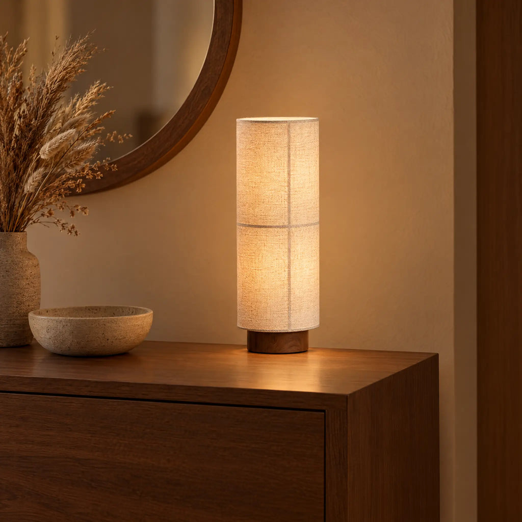 Fabric Lamp - Table Height, Linen Shade