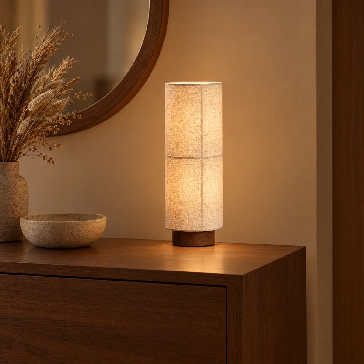 Fabric Lamp - Table Height, Linen Shade